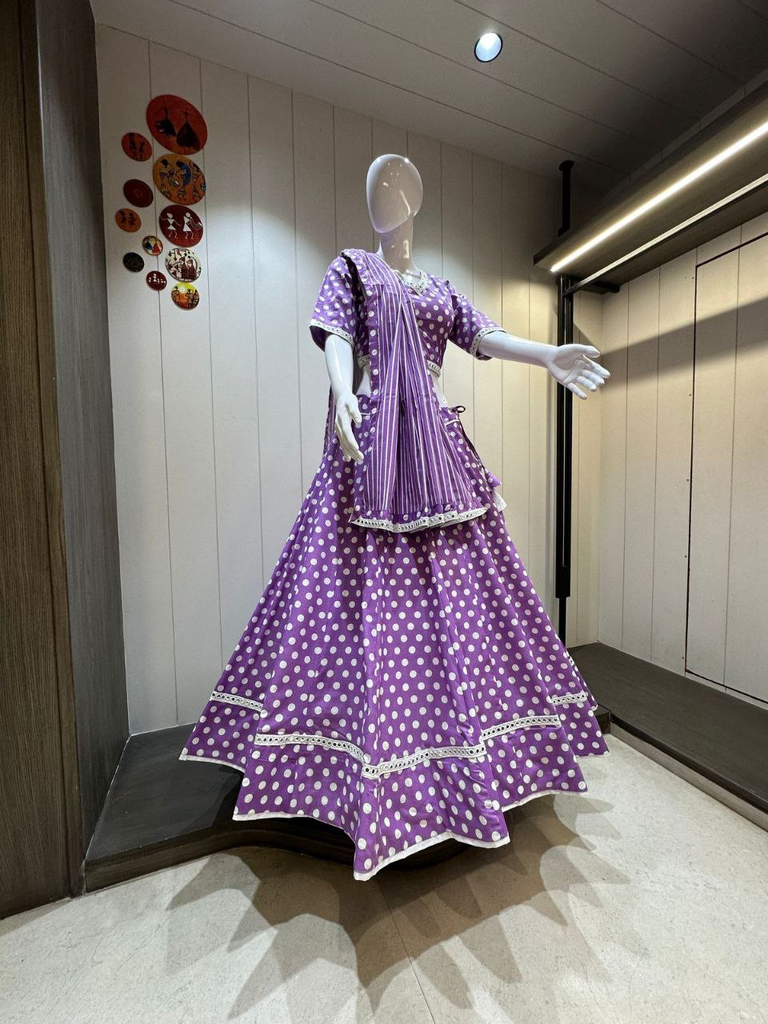 Lavender Elegance Cotton Lehnga