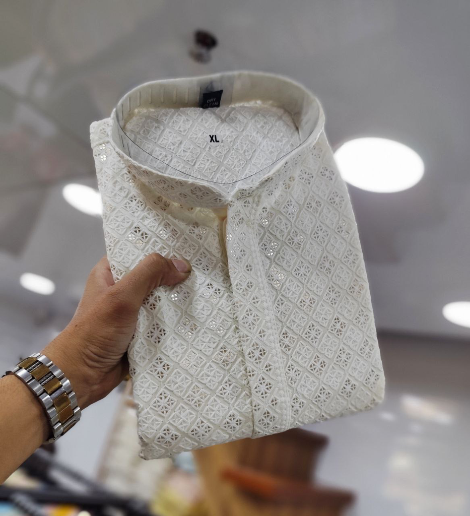 White Lucknowi Kurta