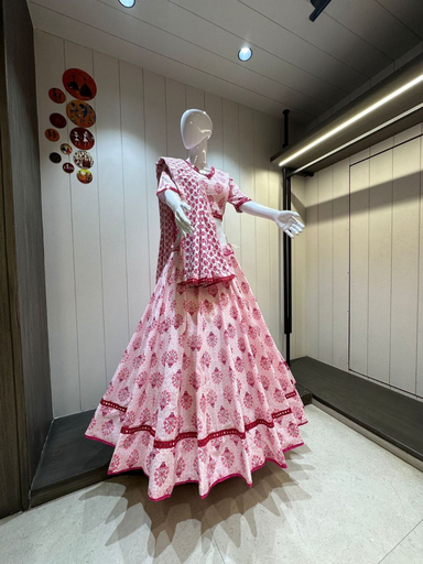 Pink Elegant Cotton Lehnga