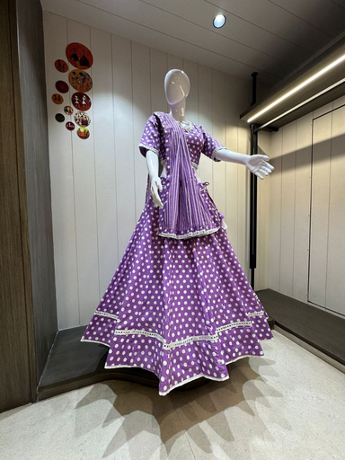 Lavender Elegance Cotton Lehnga