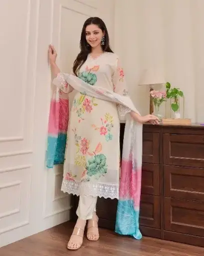 White Floral Kurti