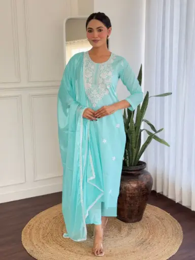 Blue Chikankari Kurti