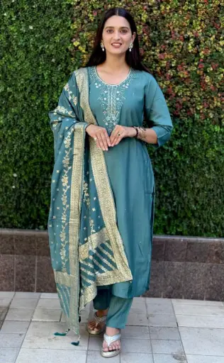 Teal Floral Kurti